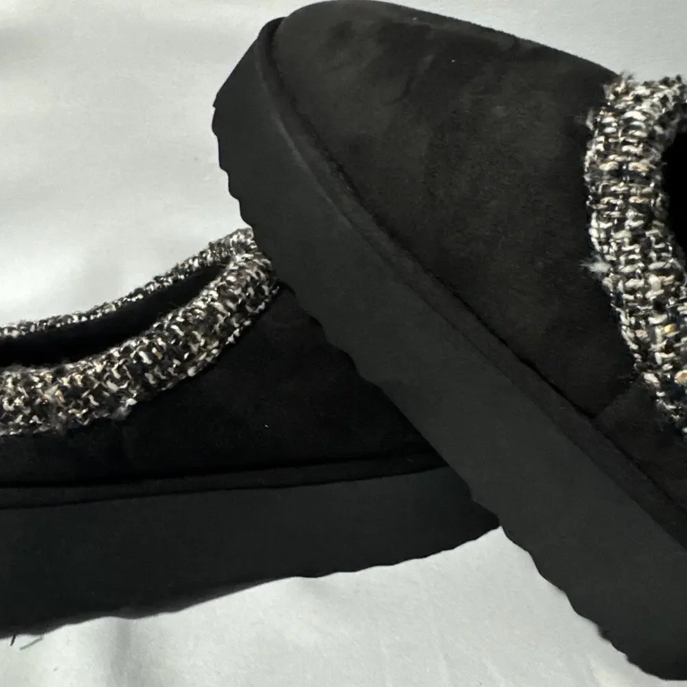 Steve Madden Selden Black Suede Faux Fur Platform Size 8 New